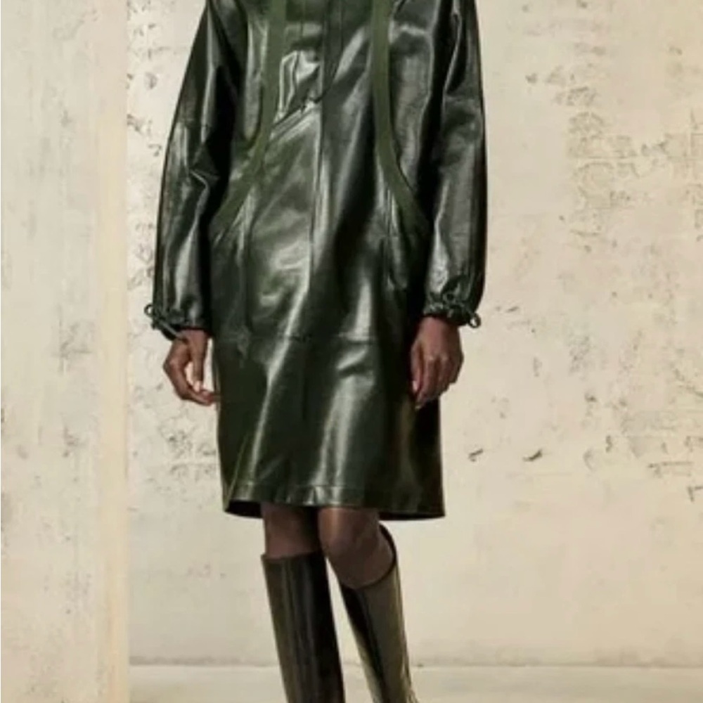 Zara SRPLS Dark Green 100% Sheep Leather Dress